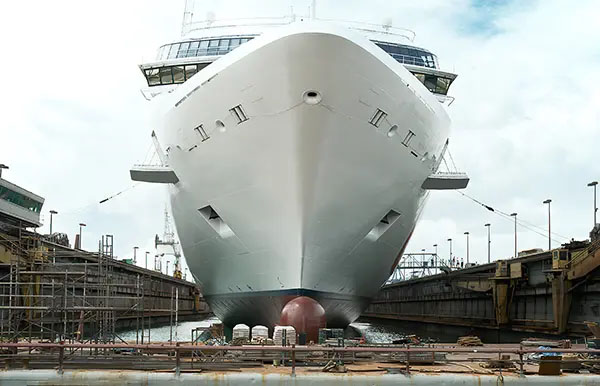 Cruise ship in dry dock