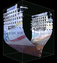 Point cloud of cruise ship in Crevue